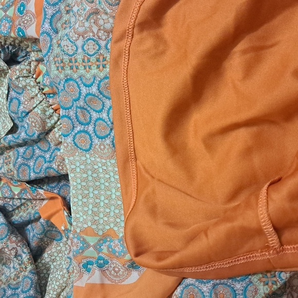 NWT Aakaa Medium LONG Two Layer Elegant Multicolor Maxi Dress - Picture 6 of 6